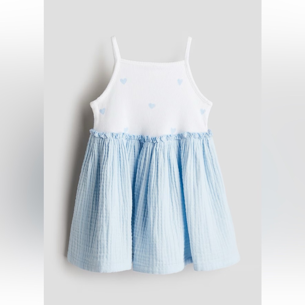 White and Light Blue Sleeveless Dress